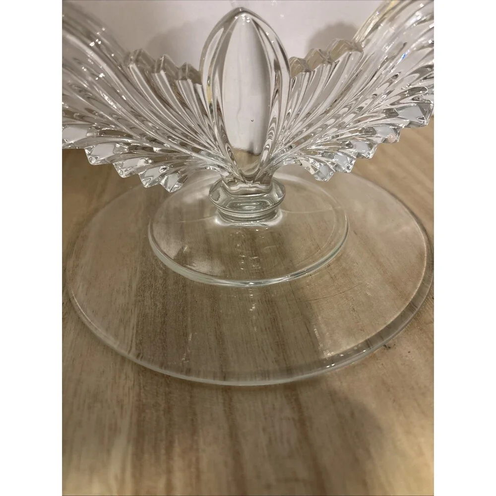 Set Of Two Art Deco Pressed Glass Winged Double Candle Holders Clear Angel Bird